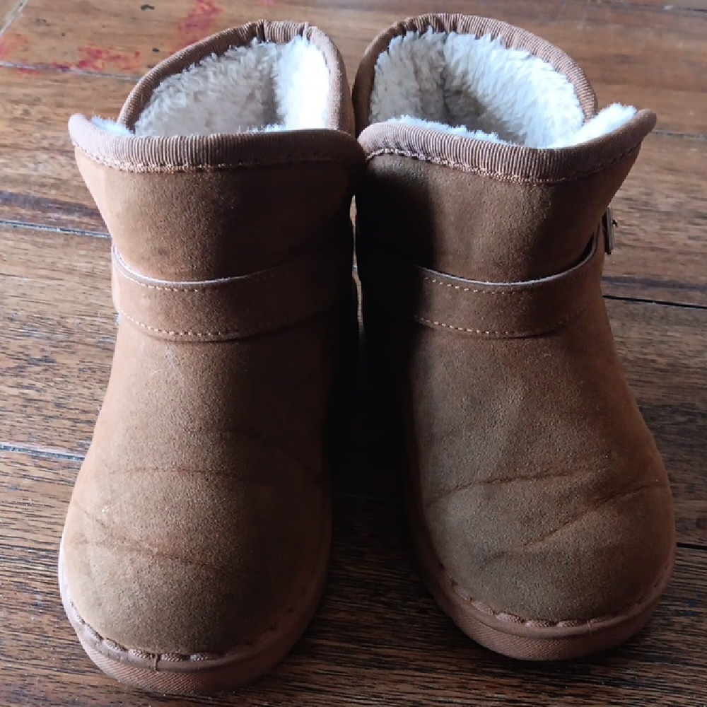 Fashion Brown Suede Ankle Boots with Faux Fur Lining